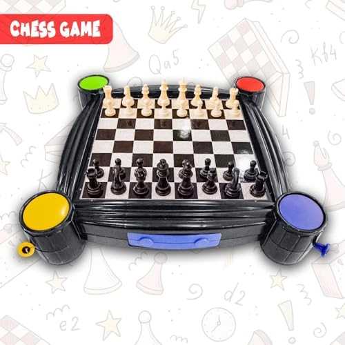 4 in 1 Family Board Games Set - Chess Checkers Ludo