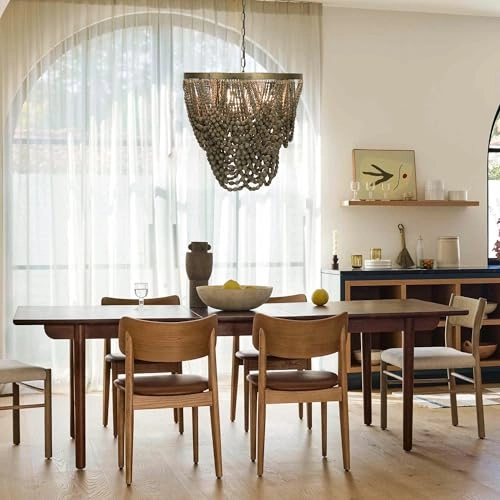 Draped Wood Bead Chandelier