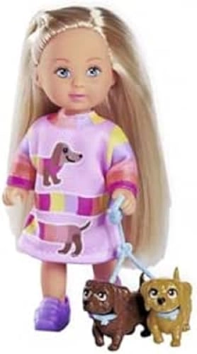 Evi Love Doll - 12 cm Polyester Pink Dress Two Dachshunds Ages 3+