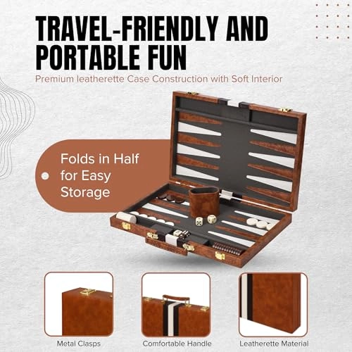 Backgammon Set - Classic Edition Premium Leather Case