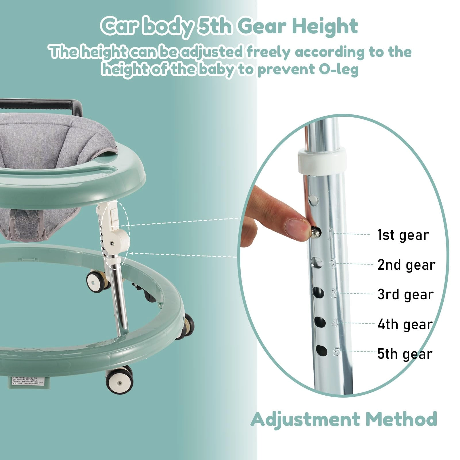 Baby Walker - Foldable 5-Position Height Adjustable