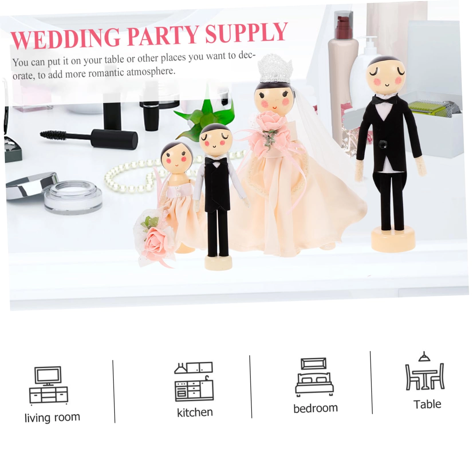 Wedding Couple Statue Set - 4pcs
