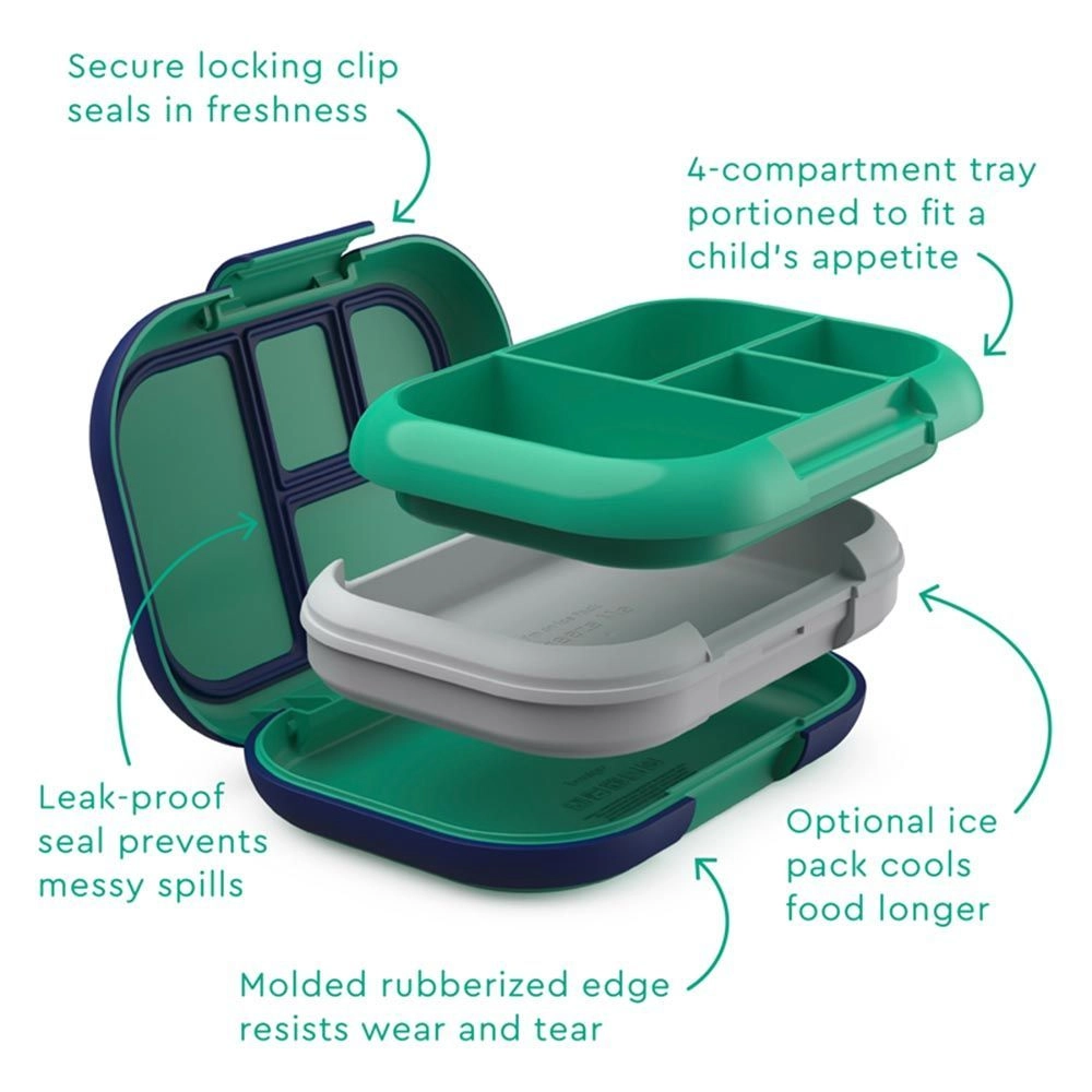 Kids Chill Lunch Box - Green four compartments