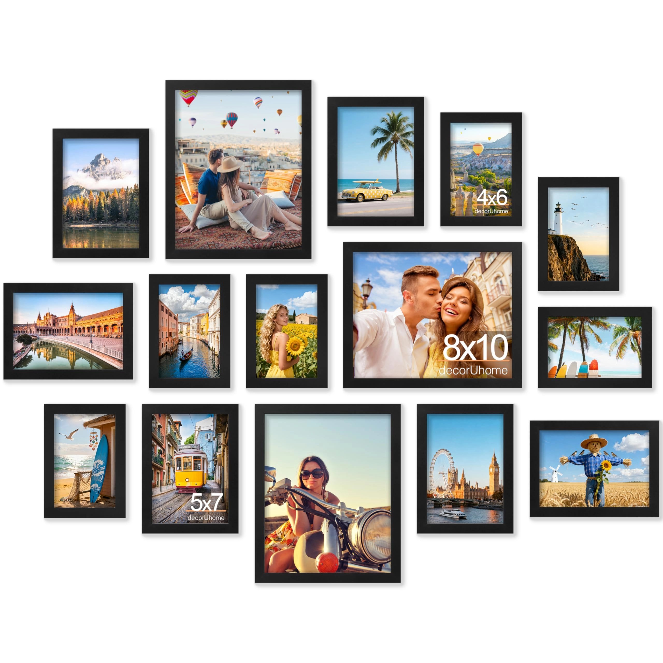 decoruhome Assorted Picture Frames Collage Wall Decor - 8x10 5x7 4x6