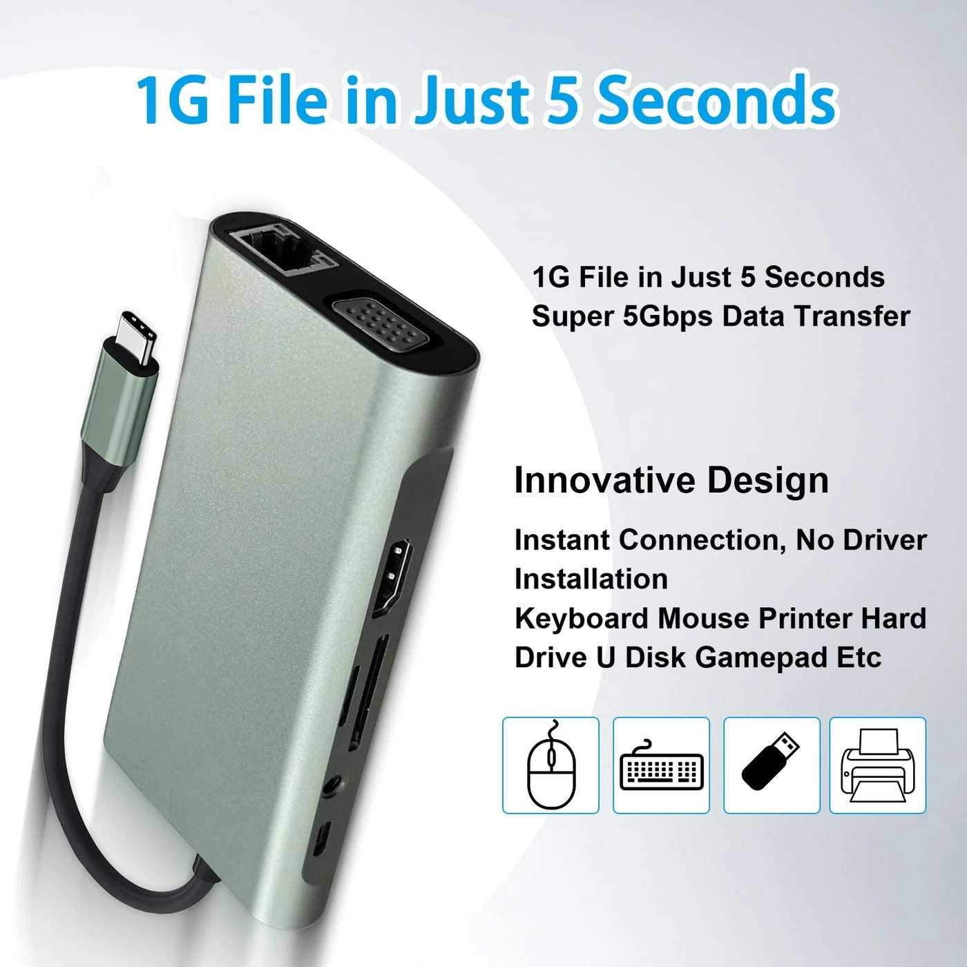 USB C Hub - 11-in-1 Type-C 4K HDMI