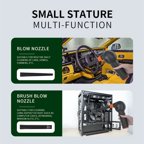 Air Duster - 40,000 RPM Brushless Motor Rechargeable 40min Use