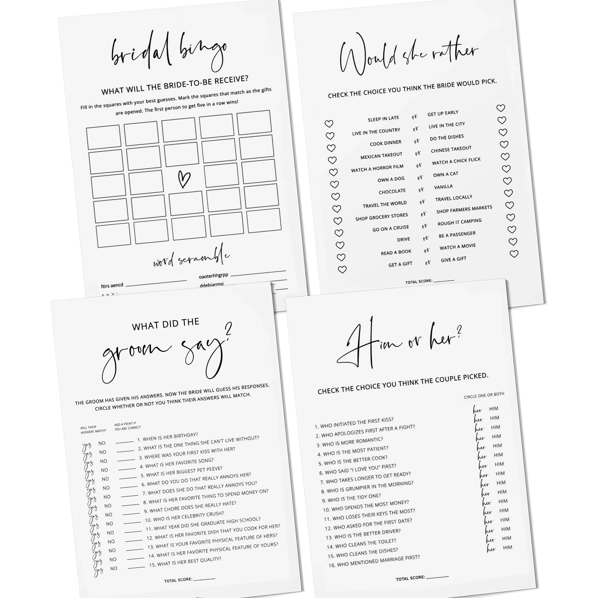 GardenCity Bridal Shower Games - English Adult 30