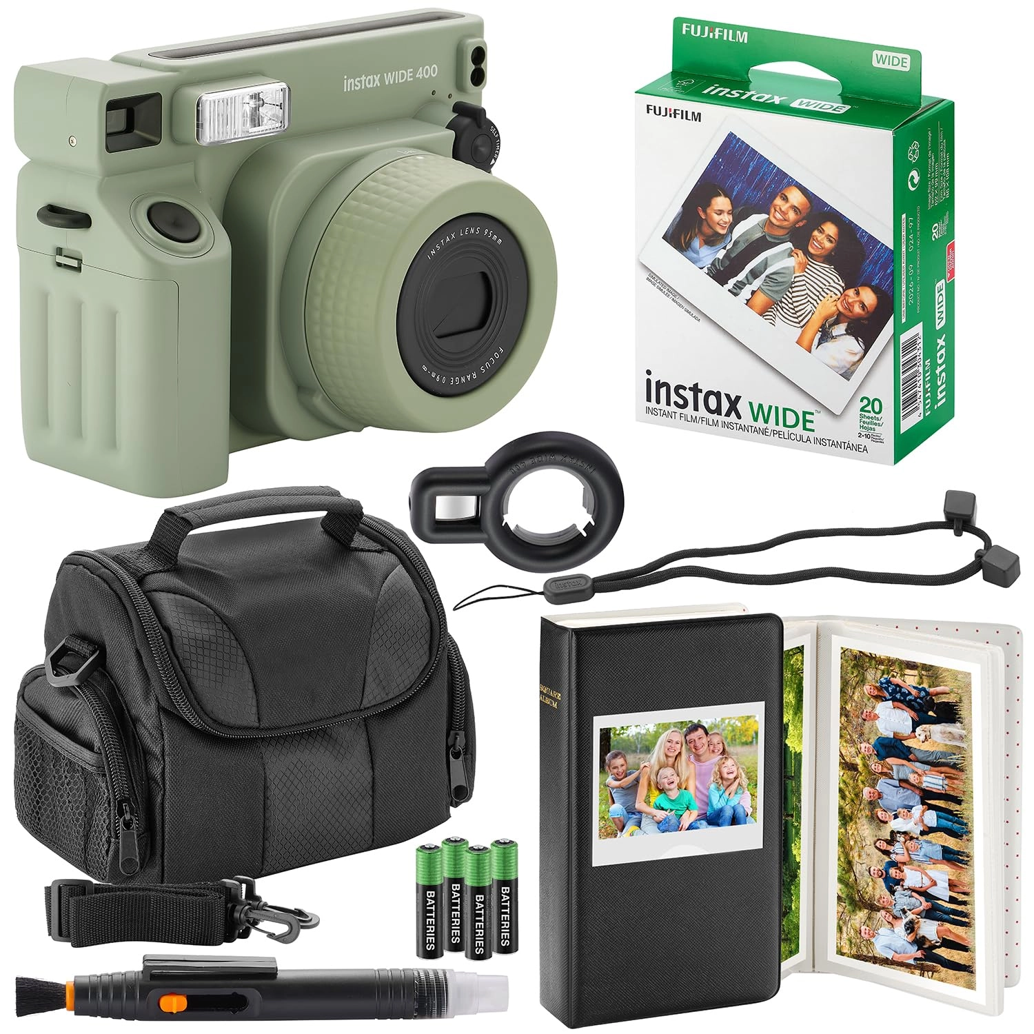 Instax Wide 400 - Sage Green + Instax Wide Instant Film - 40 Sheets