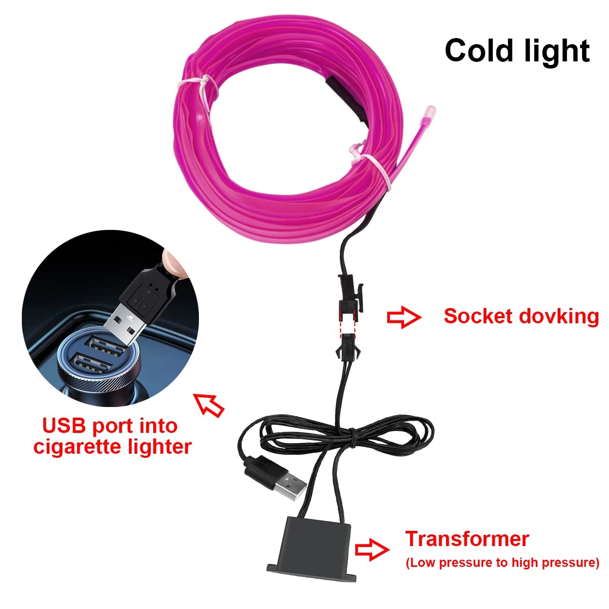 EL Wire Interior LED Strip Lights - 10FT