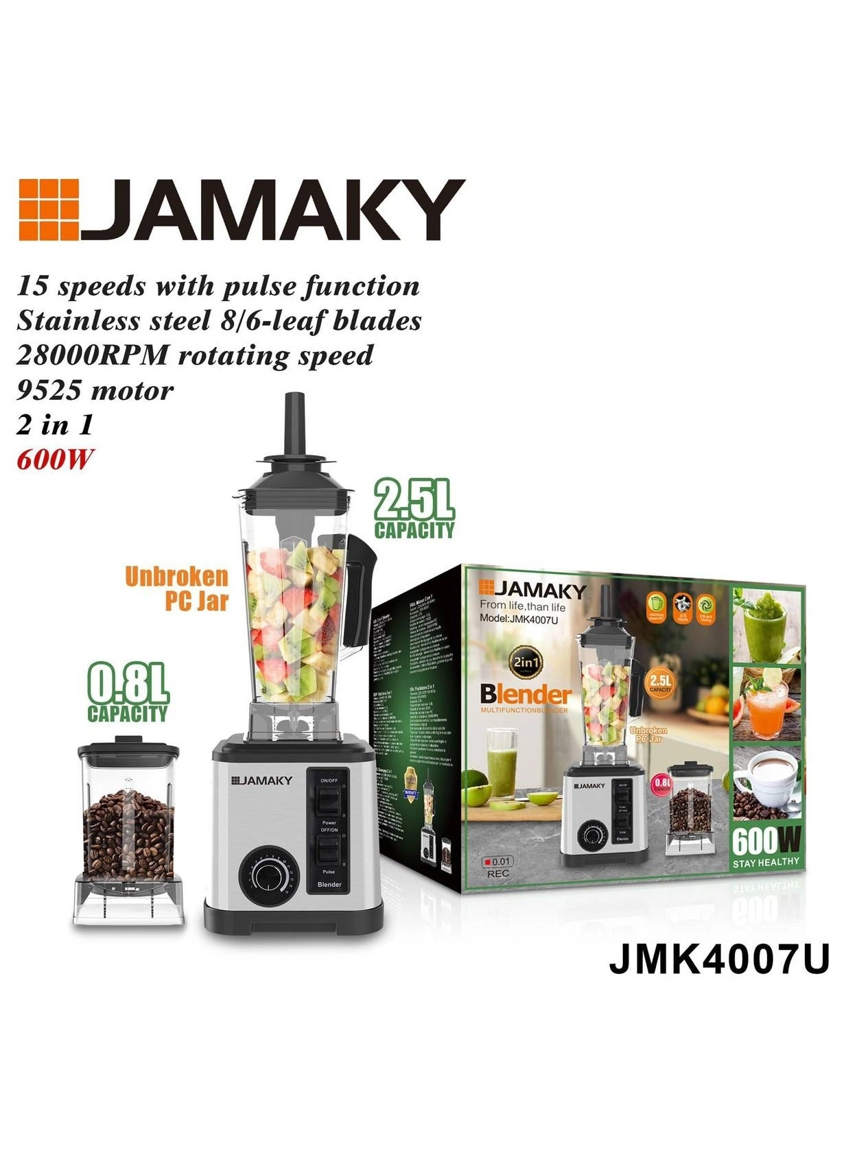 JAMAKY JMK4007U - 2-in-1 Blender