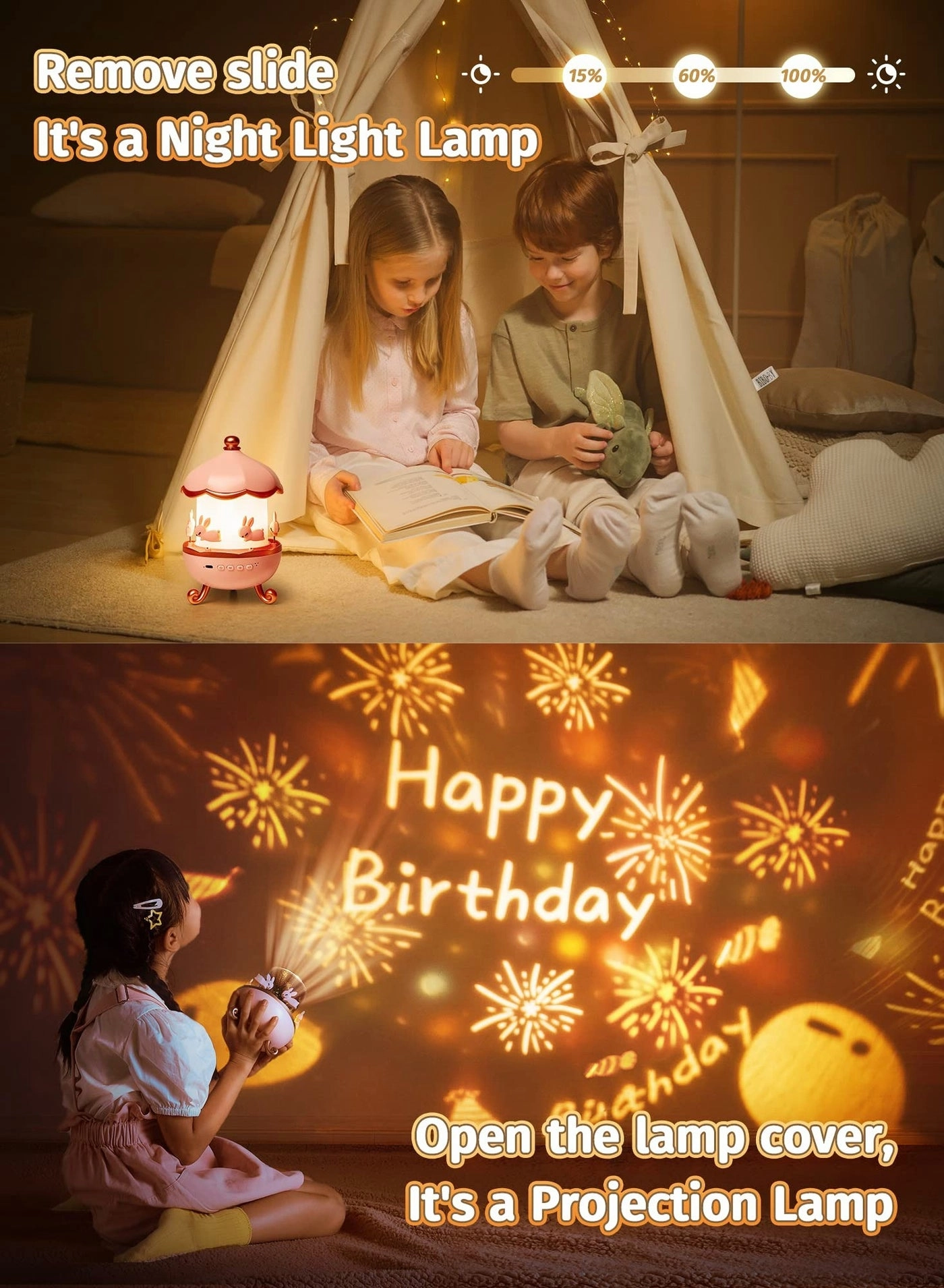 Star Projector Night Light - USB Rechargeable 12 light colors