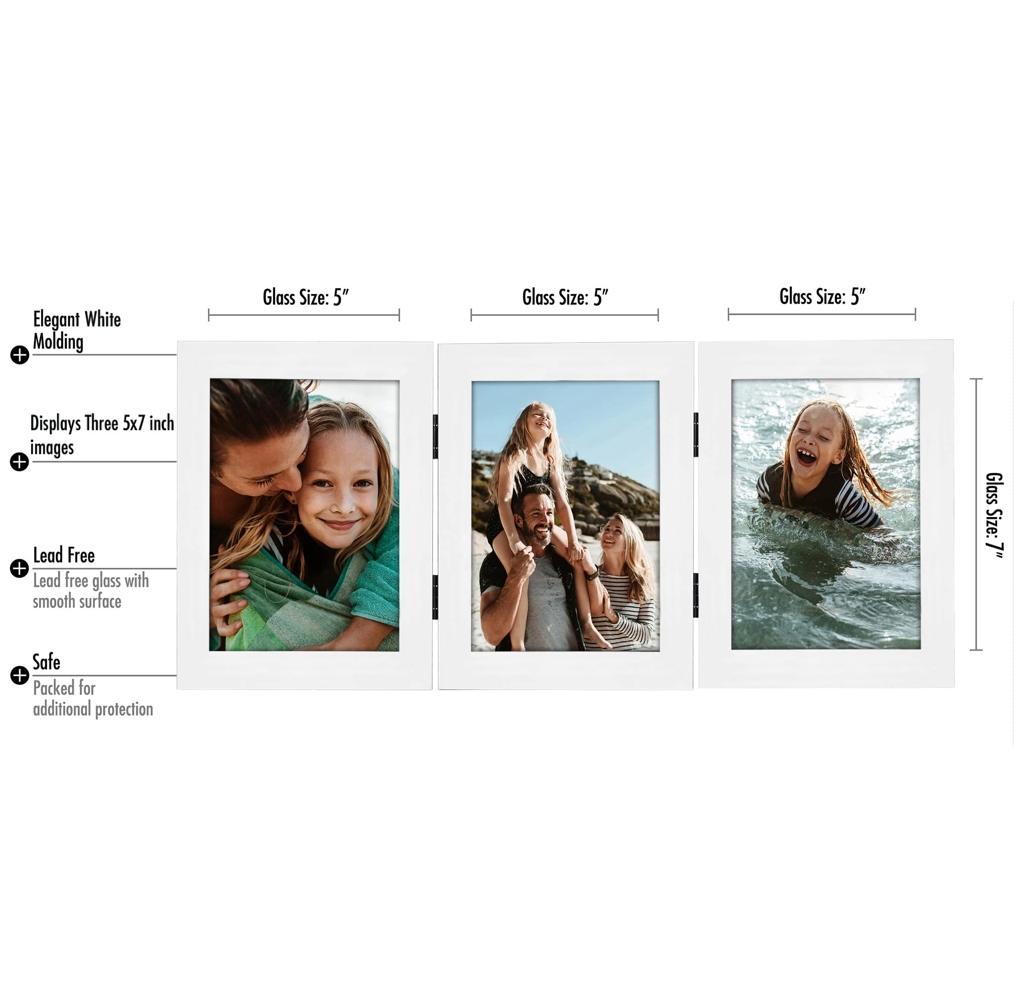 Hinged 3 Picture Frame - 5X7