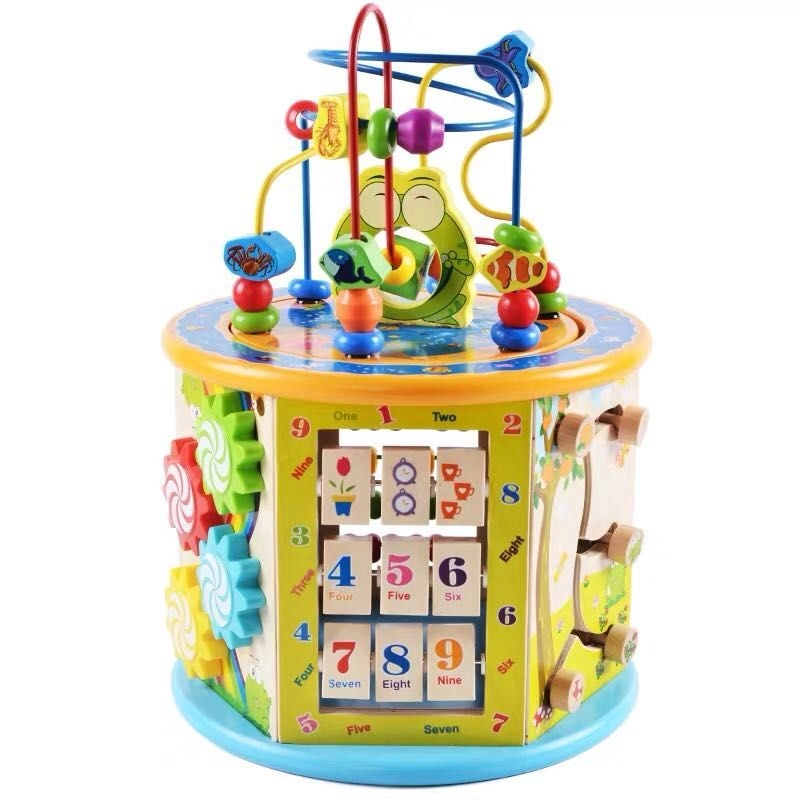 8-in-1 Multifunction Wooden Activity Cube - 2+