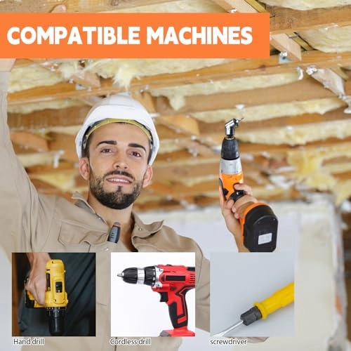 Right Angle Drill Attachment + 90 Degree Drill Adaptor + 105 Degree Right Angle Drill Bit Adapter + Drill Socket Adaptor - 1/4, 3/8, 1/2 inch