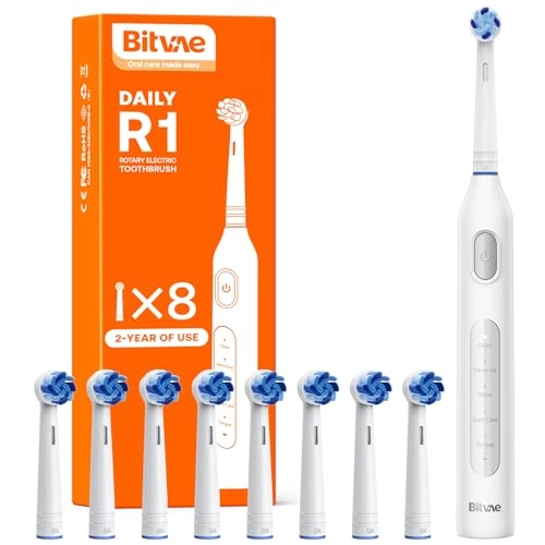 R1 - Rotating Electric Toothbrush 8 Brush Heads Pink