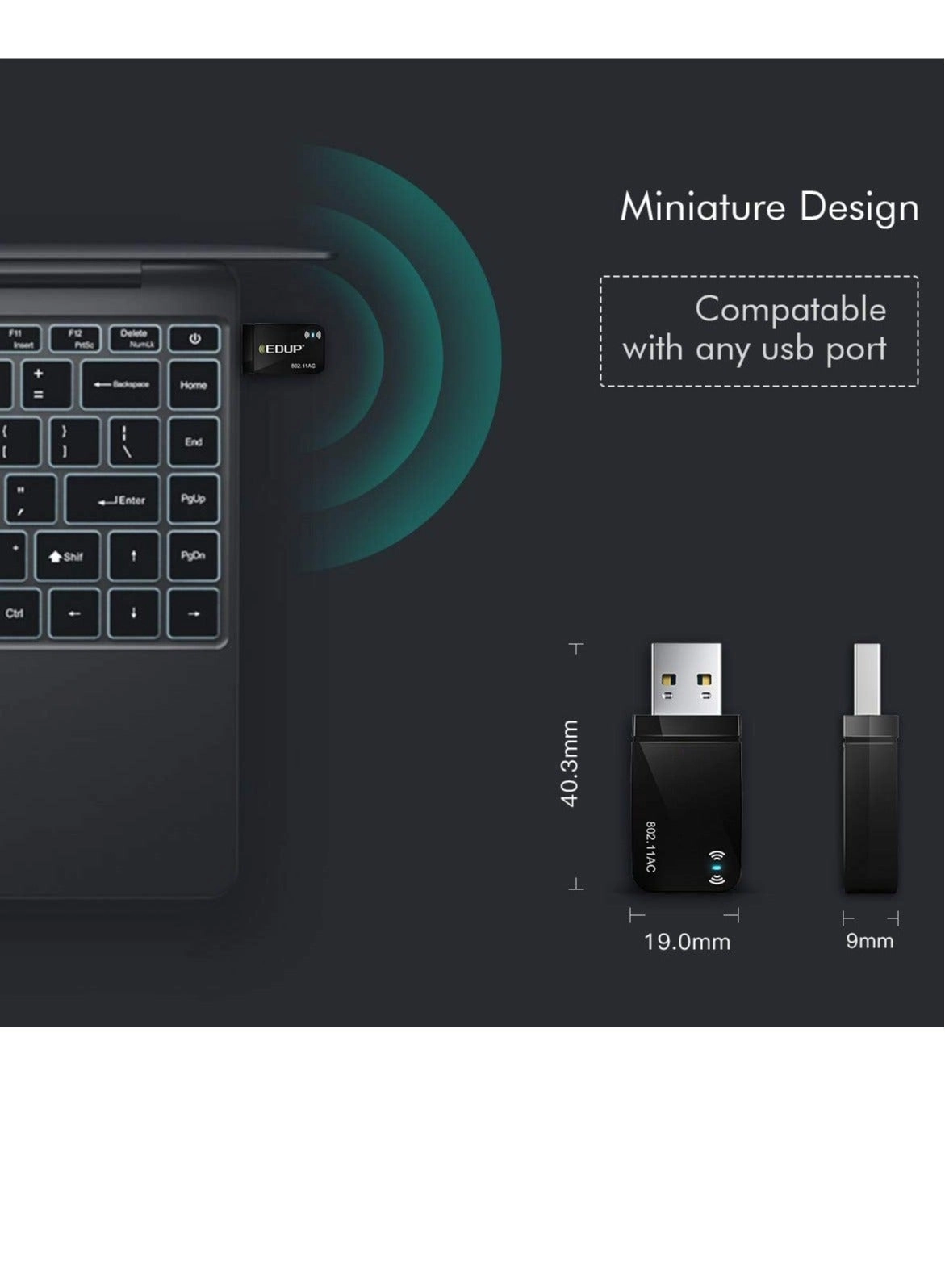 Mini USB WiFi Adapter - 2.4GHz/5GHz USB 3.0 Wireless