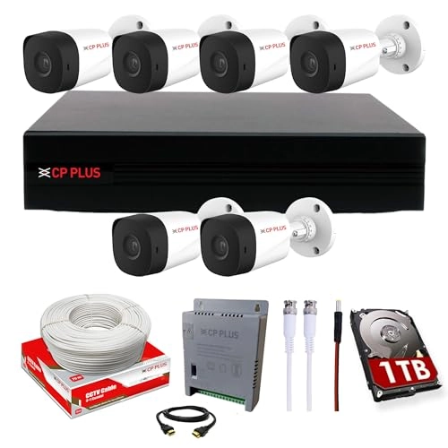 8 Channel DVR + 5 MP Camera + Power Supply + CCTV Cable + Hard Drive + BNC & DC Connectors + HDMI Cable - 1 TB 8 channels