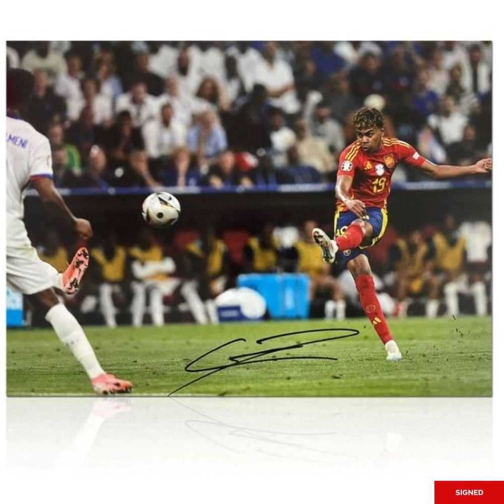 BOOTROOM COLLECTION Lamine Yamal Signed Spain Football Photo - 16 x 12 Inches