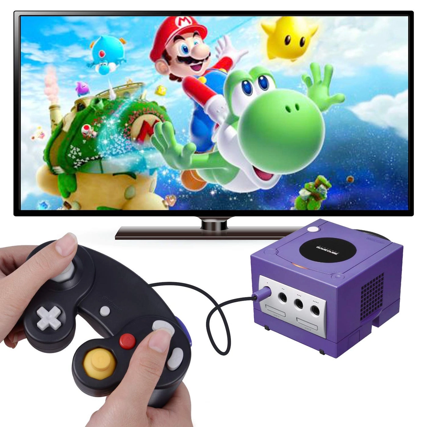Classic Shock Joypad Wired Controller - Black & White Wii NGC Gamecube Game Cube Pack