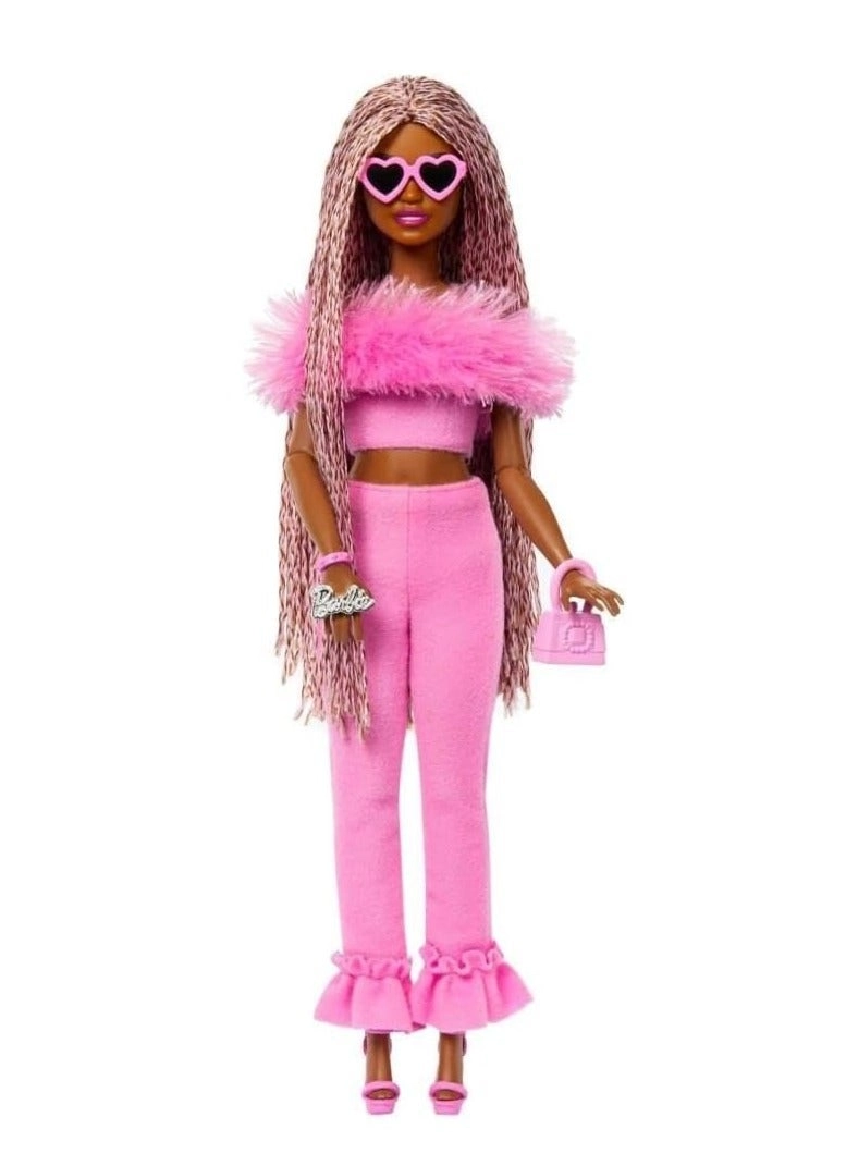 Barbie Deluxe Style Barbiecore Doll - Braided Hair Faux Fur Neck Top Ages 4+