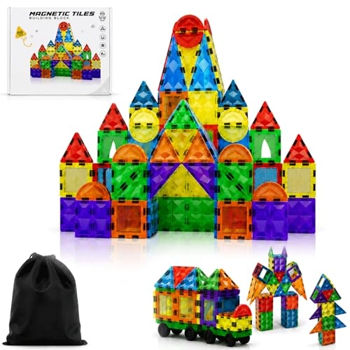 Magnetic Building Set - Castle, Train, Robot Figure, Tree, Tower / House Building/Castle 156 pcs