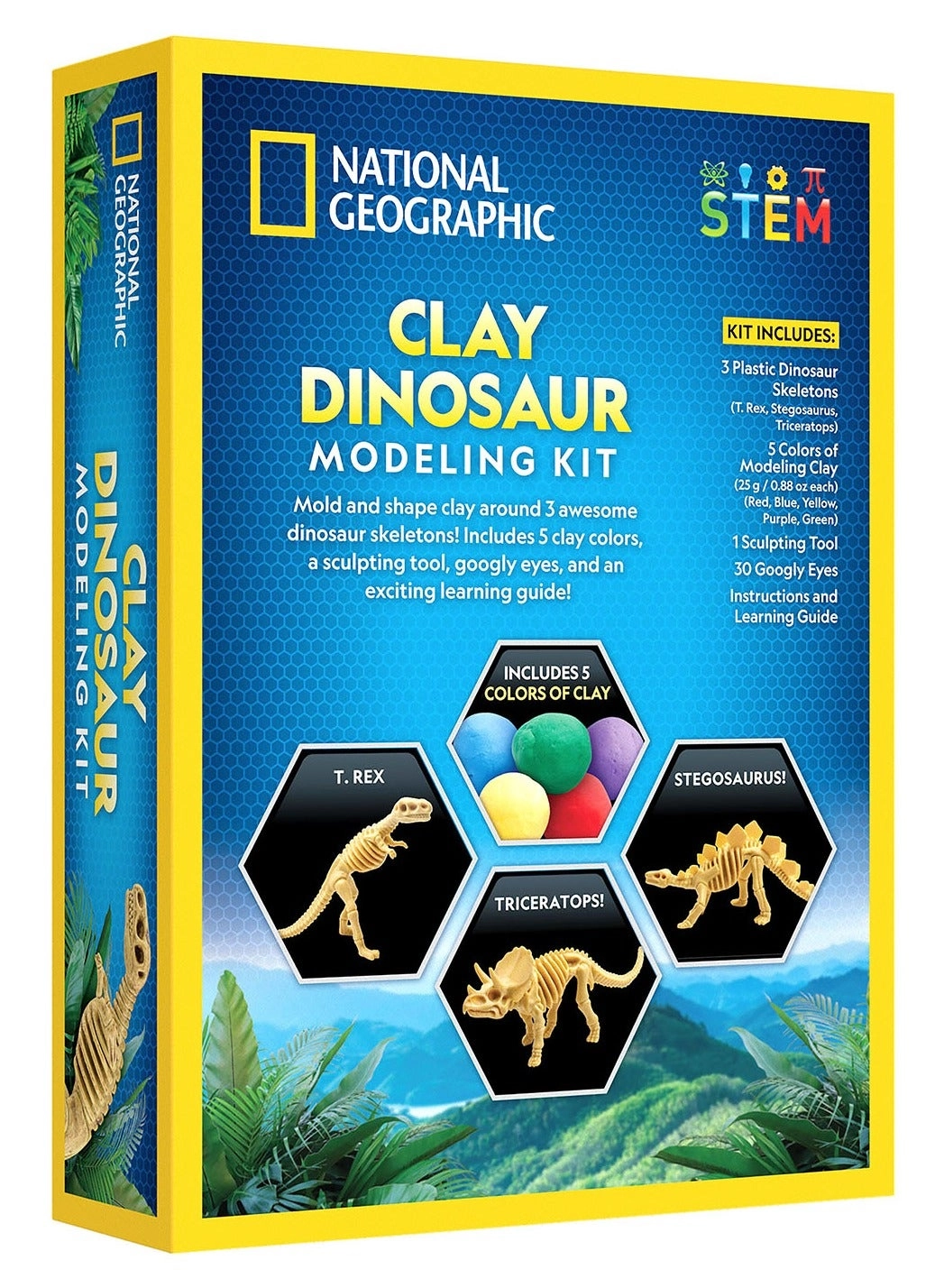 Clay Dinosaur Modeling Kit - 3 models 5 colors 4 years+