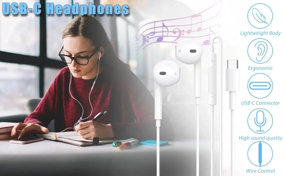 Type C Headphones Wired Earbud