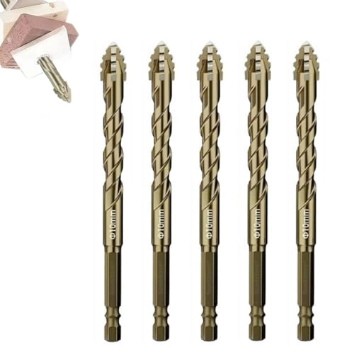Sunkizzrs Hex Cross Sawtooth Tile Drill Bits - Alloy Steel 5 Pcs 12mm