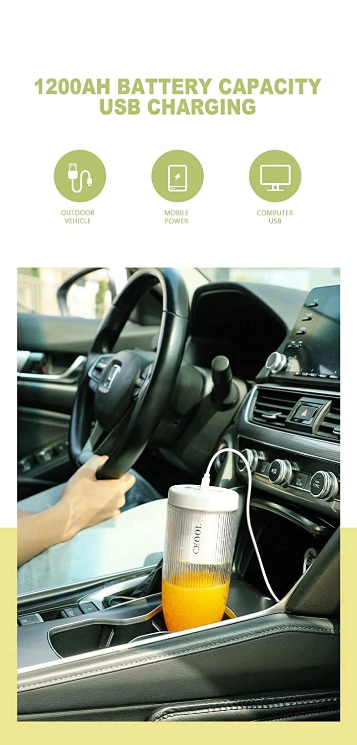 Portable Blender - USB Rechargeable, 4 Stainless Steel Blades