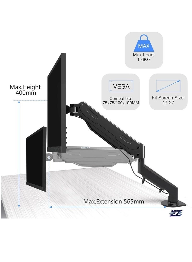 Single Monitor Arm - Single 13-32 Inch VESA 75x75/100x100mm