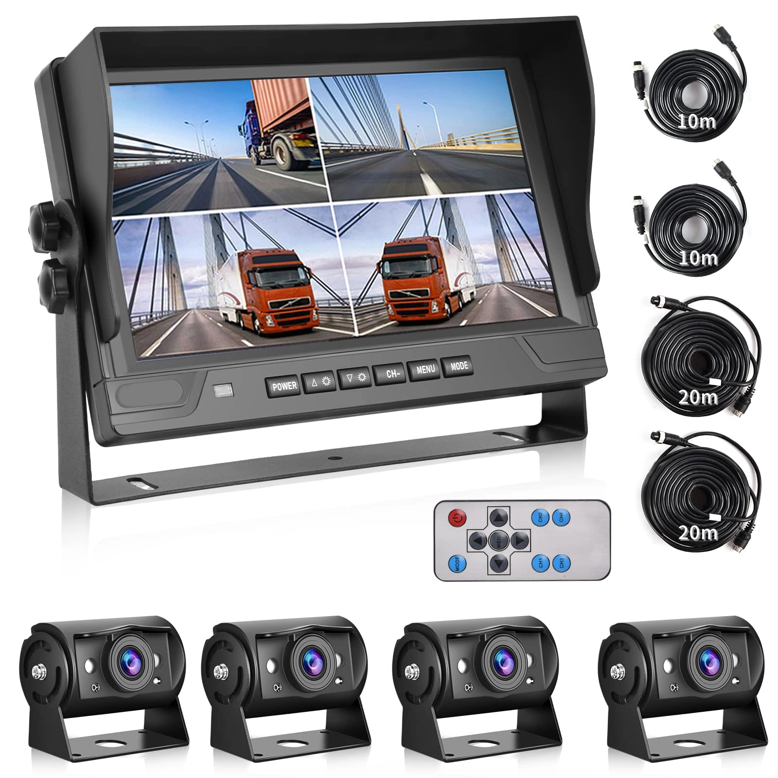 Hodozzy Car Rear View Camera + 9 Inch Monitor - Night Vision Wired 1080P