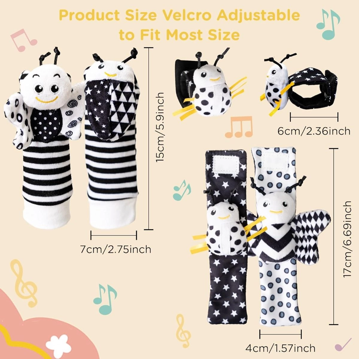 Wrist Rattle & Foot Finder Socks - 1+ Animal designs