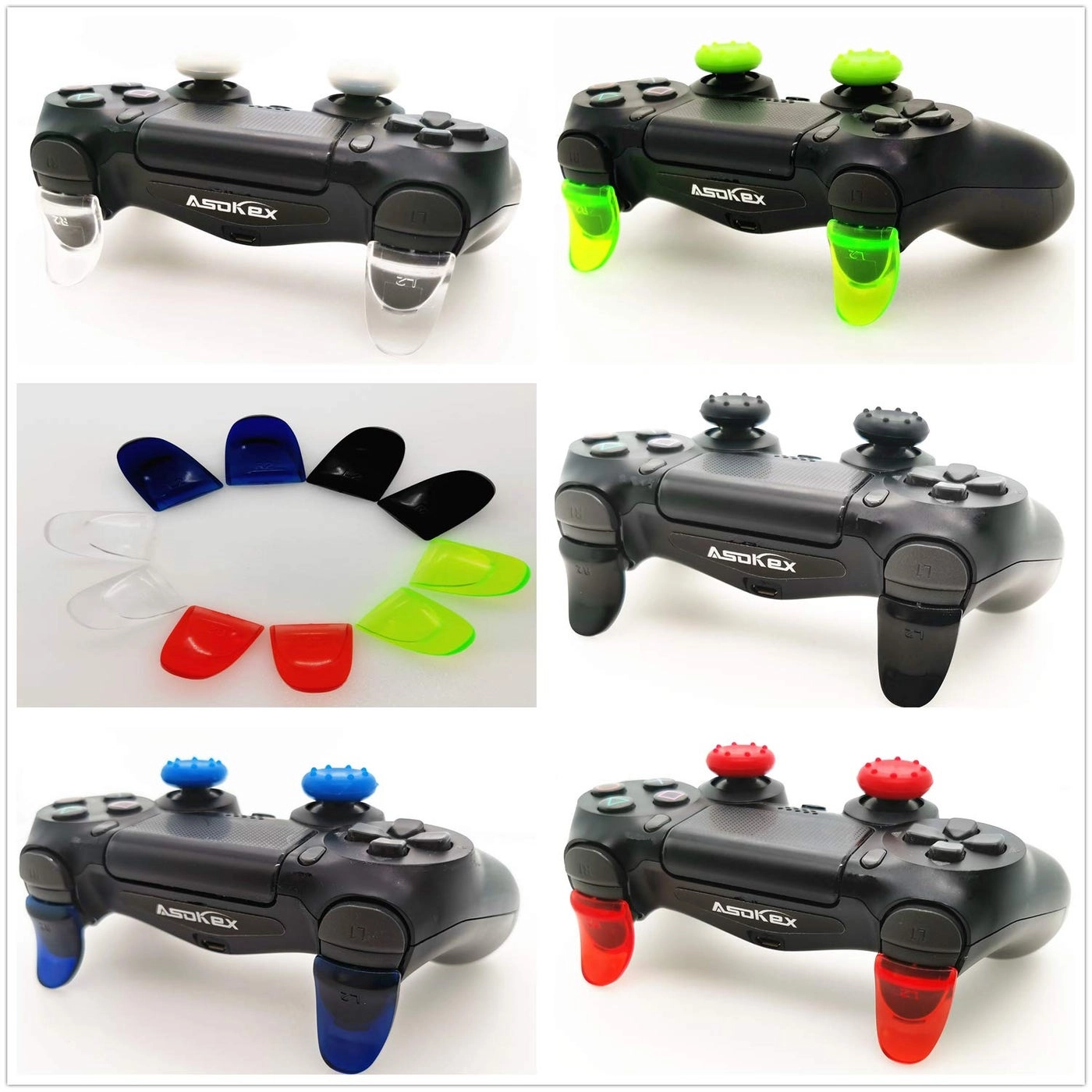 L2 R2 Ps4 Trigger Extenders - 2 Pairs 4pcs Joystick Cap Green