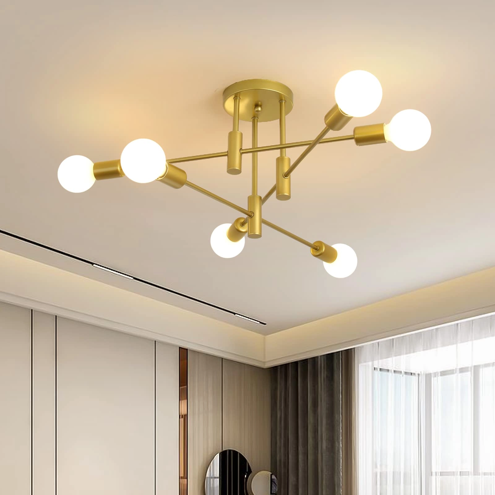 Jaycomey Modern Chandelier - 6-Light Pure Gold