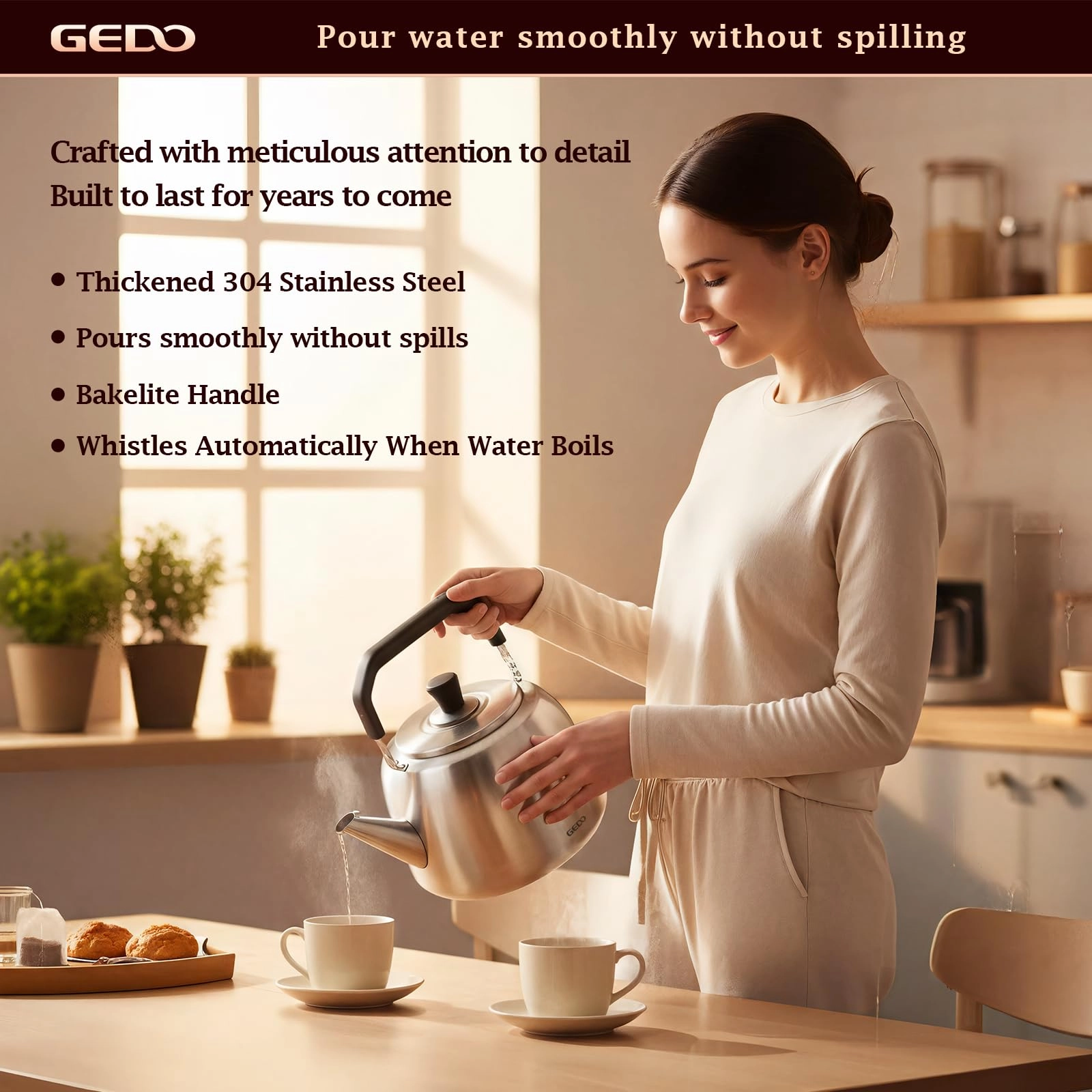 Stainless Steel Whistling Tea Kettle - 6 Liters