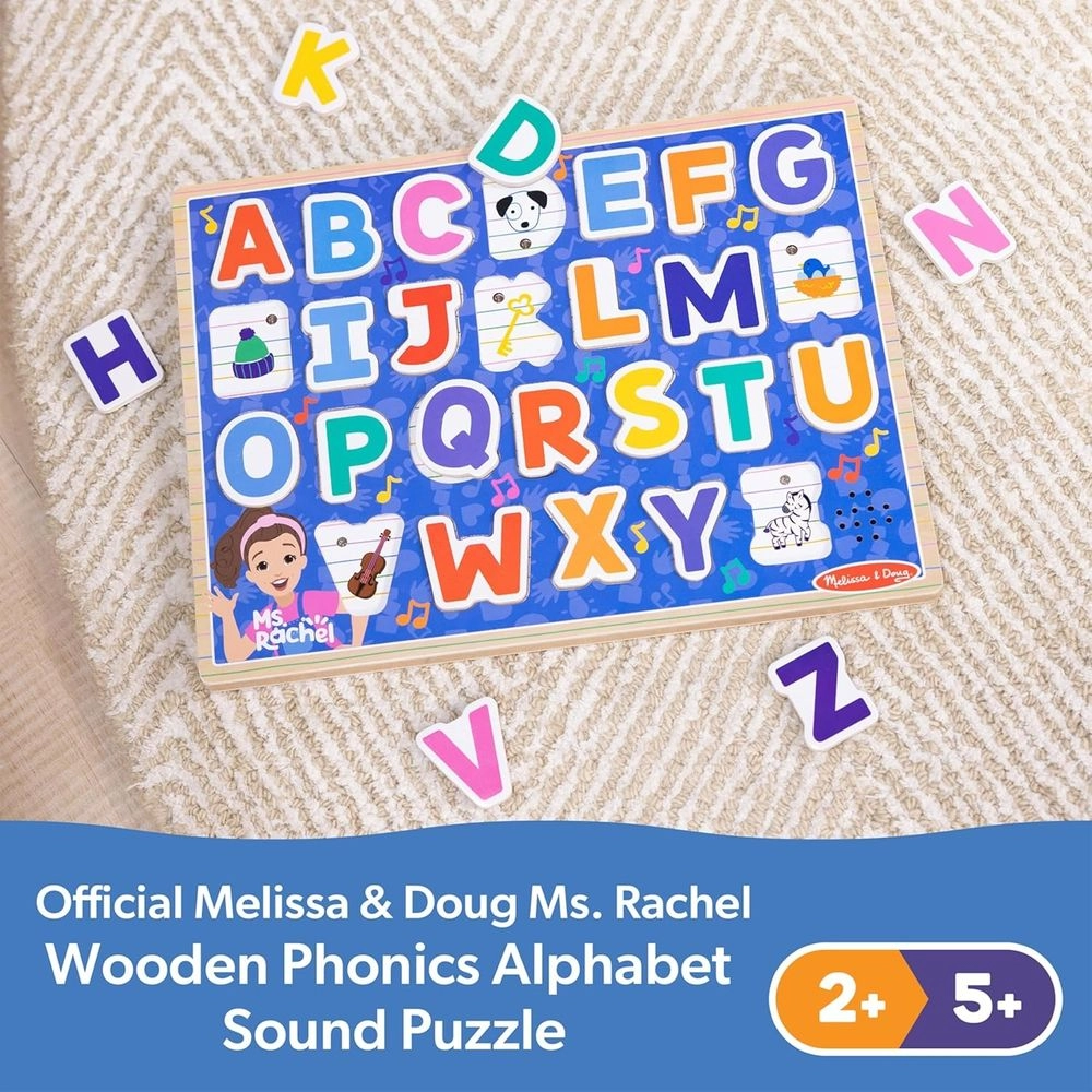 Ms. Rachel Wooden Phonics Alphabet Sound Puzzle - Suitable for 2 years & above 26 pieces