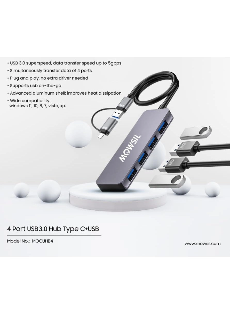 Type C + USB 4 Port USB 3.0 HUB