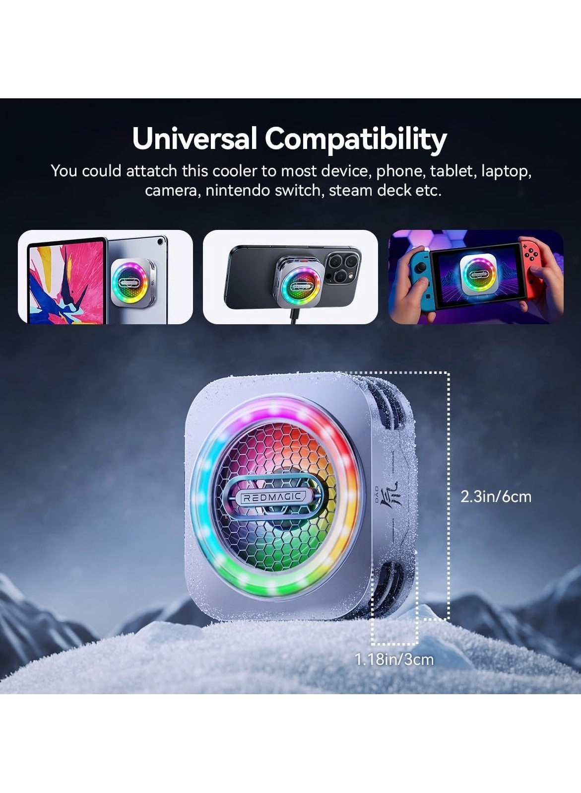 6 Pro Magnetic Phone/Tablet Cooler - 30W Ultra-Cooling 35W Mini GaN Charger Magnetic Mount