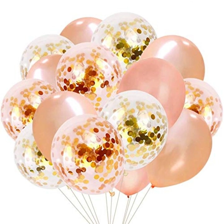 Latex and Confetti Balloons Set - 50-Pieces Birthday