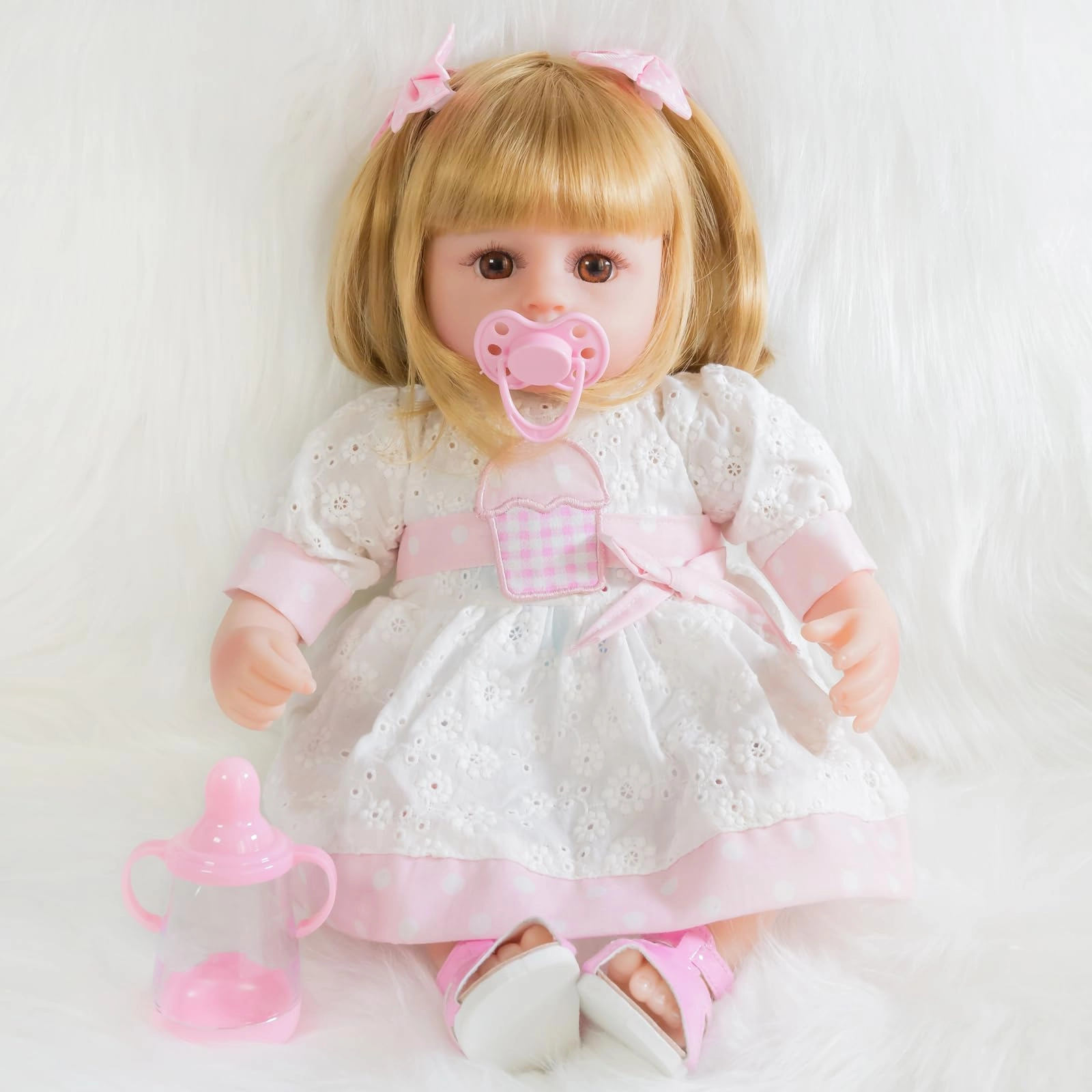 ENADOLL Reborn Baby Doll - 16 Inch Silicone Vinyl Girl Blond Hair Ages 3+