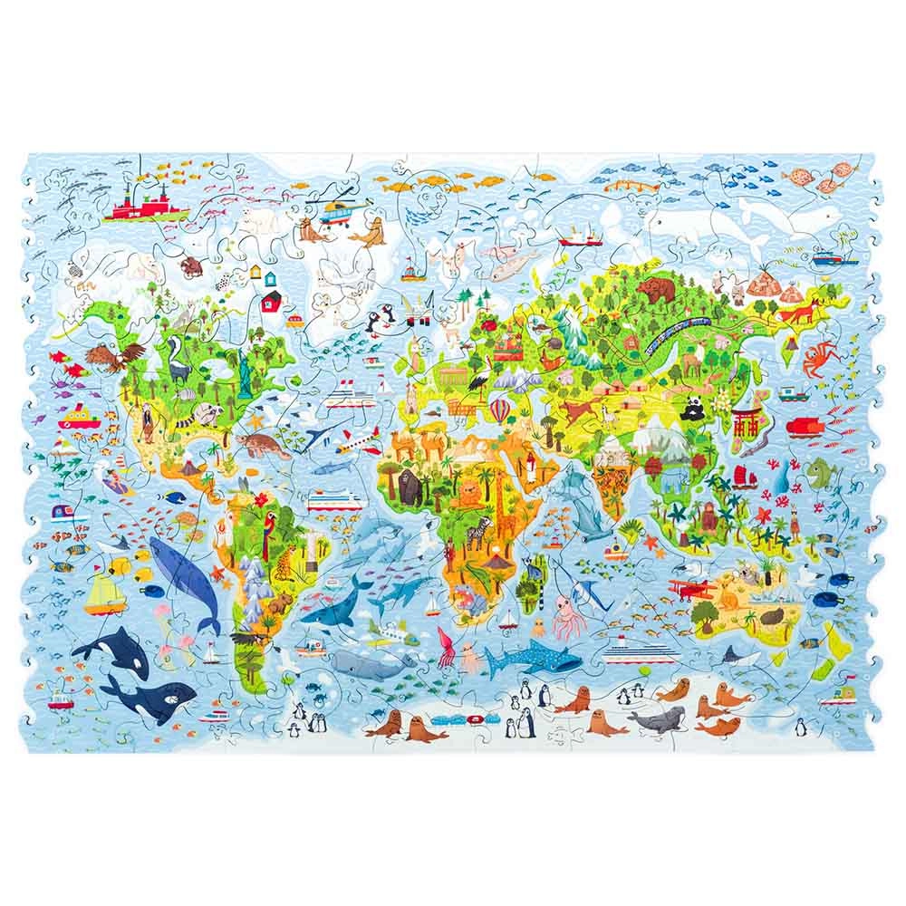 Kids World Map Wooden Puzzle (4107390-Kids_World_Map_100) - 100 pcs