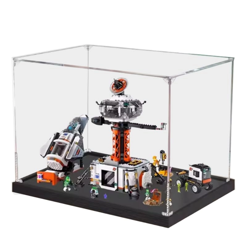 HCAEIOFJ Clear Acrylic Display Case - 19.68x13.77x13.77in. Black Bottom