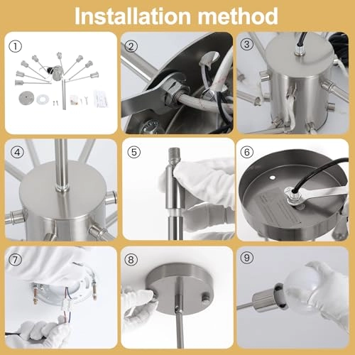 8-Light Sputnik Pendant Chandelier - 86cm-116cm