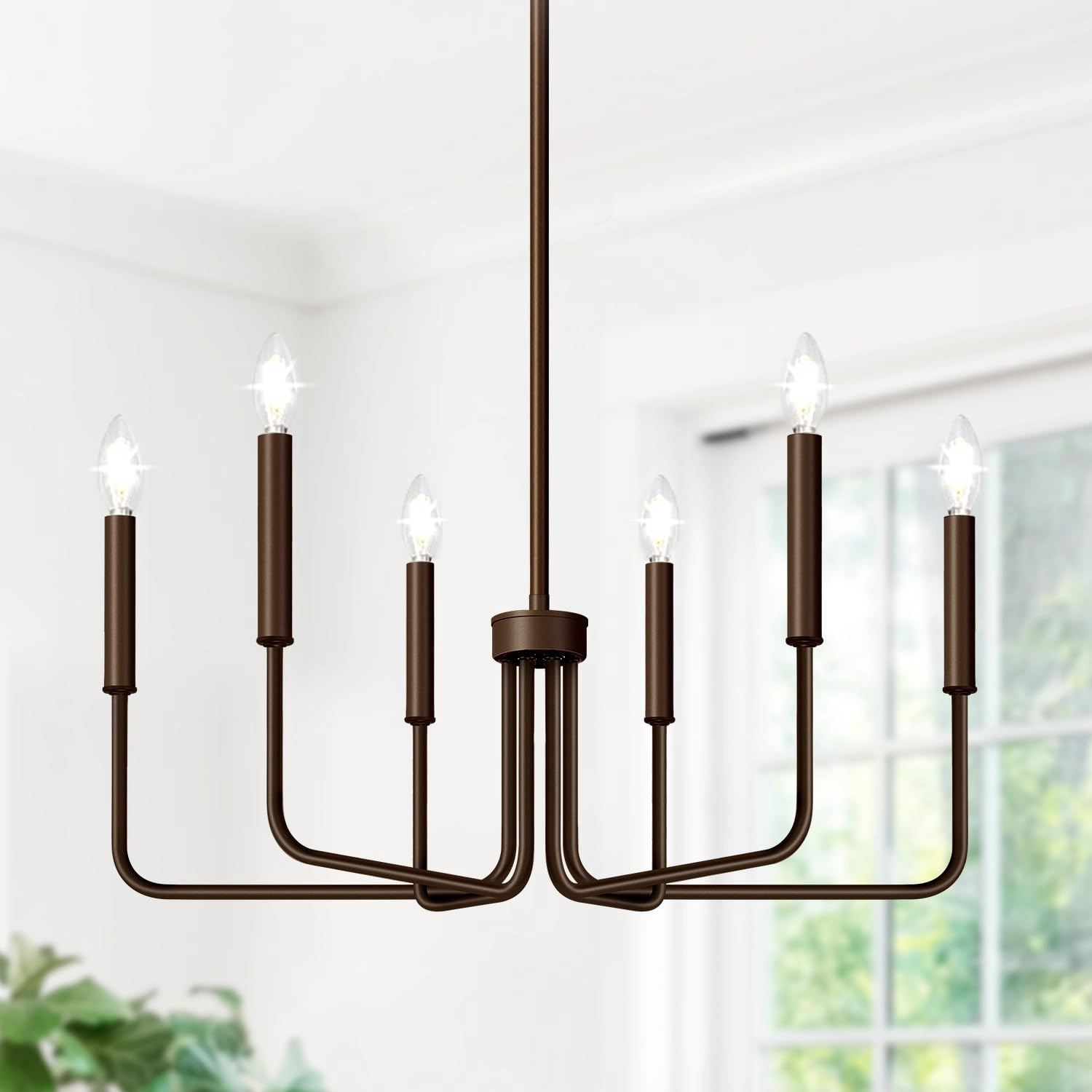 6-Light Farmhouse Chandelier - Black Indoor