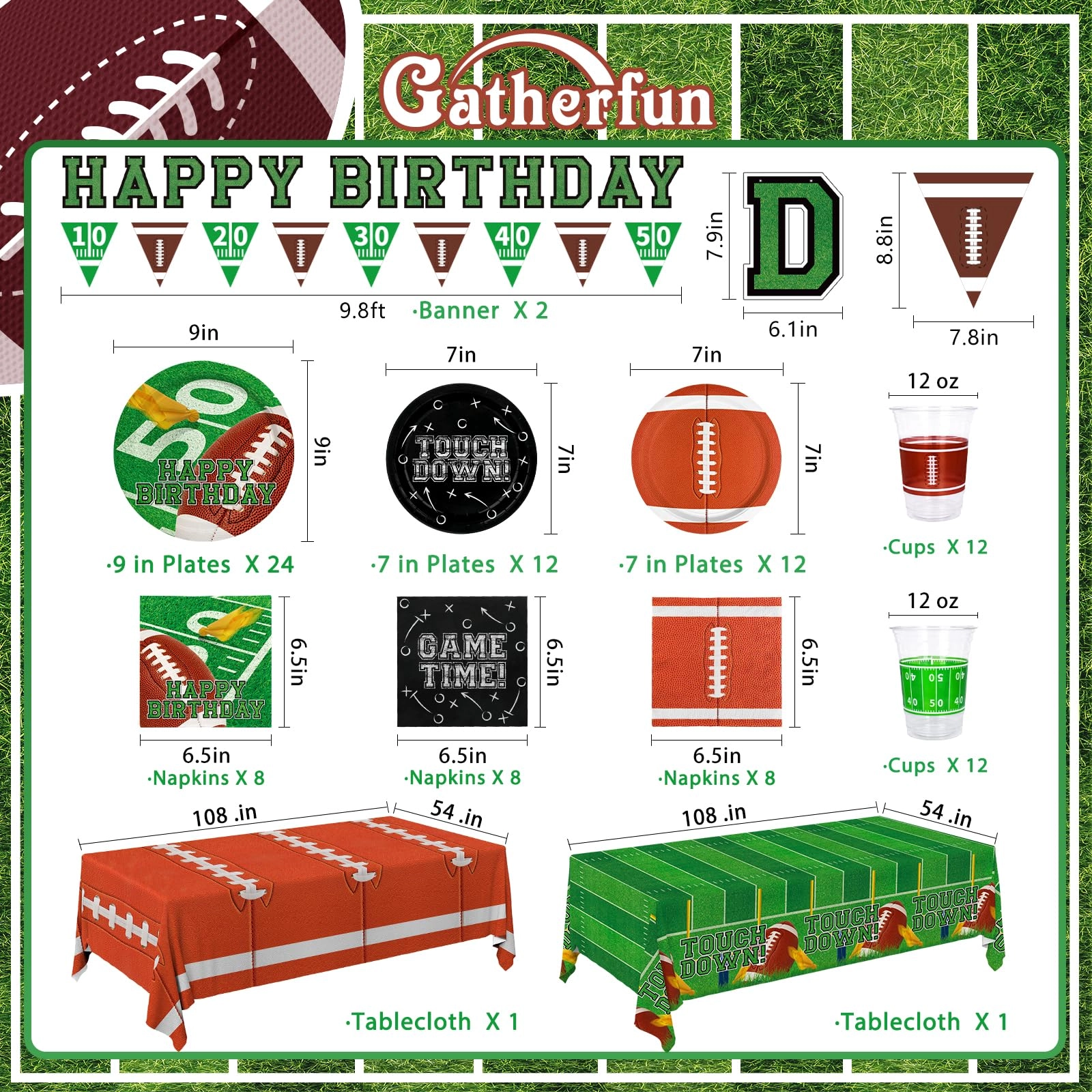 Football Party Supplies Kit - Serve 25 Football