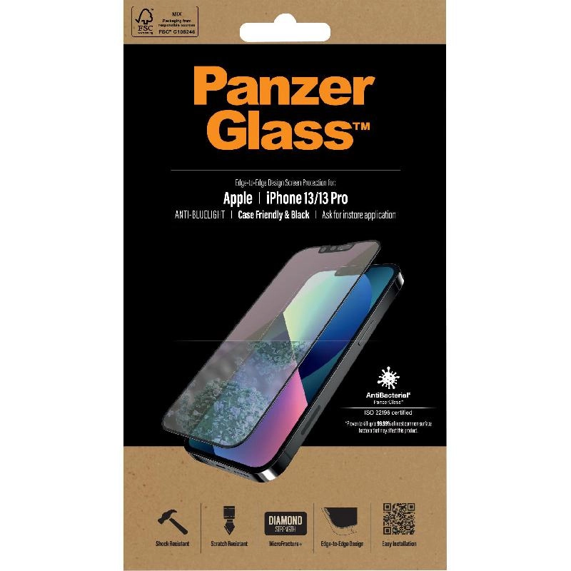 Privacy Anti-Bacterial Tempered Glass Screen Protector for iPhone 13/iPhone 13 Pro