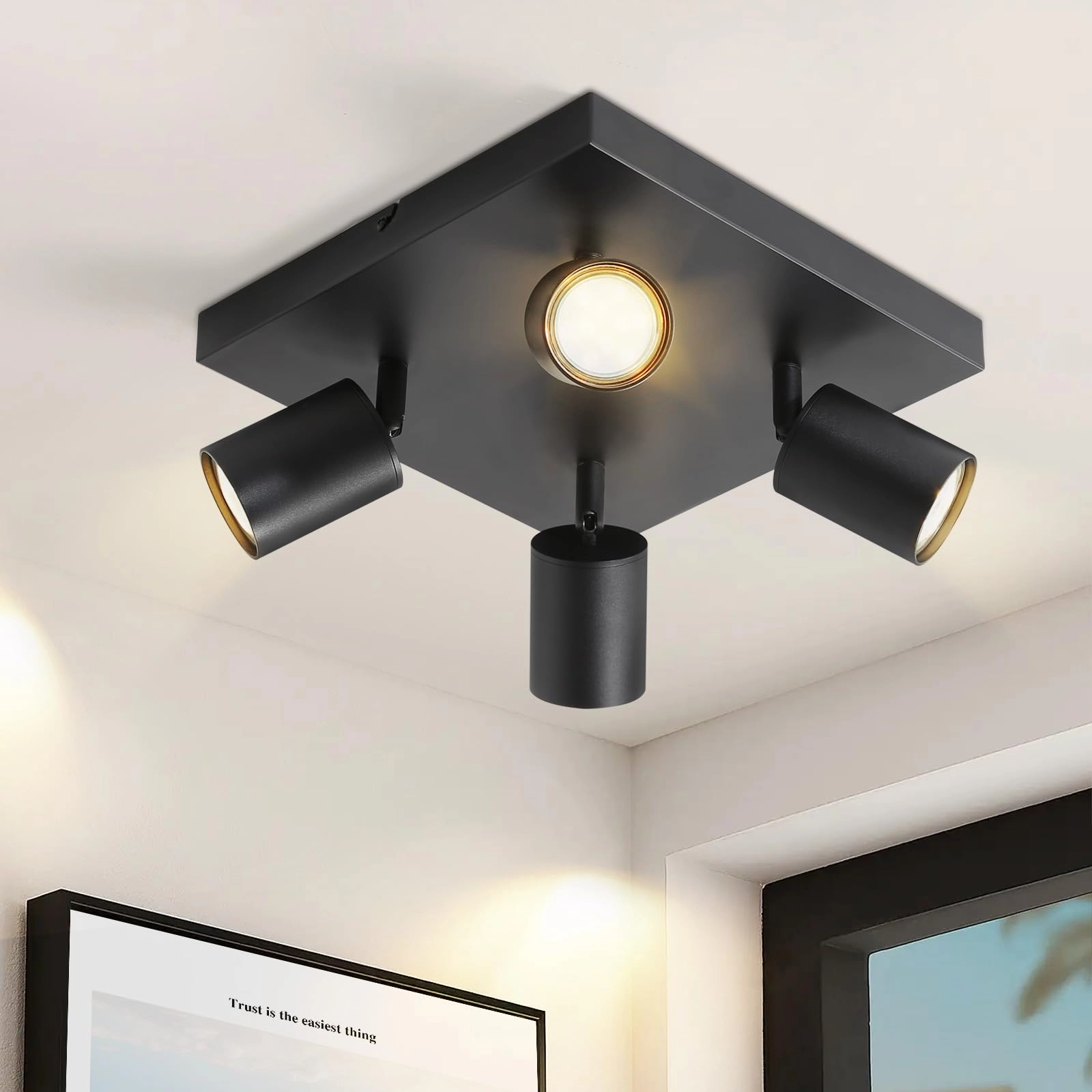 ZMH Ceiling Light - 4-light GU10 Black