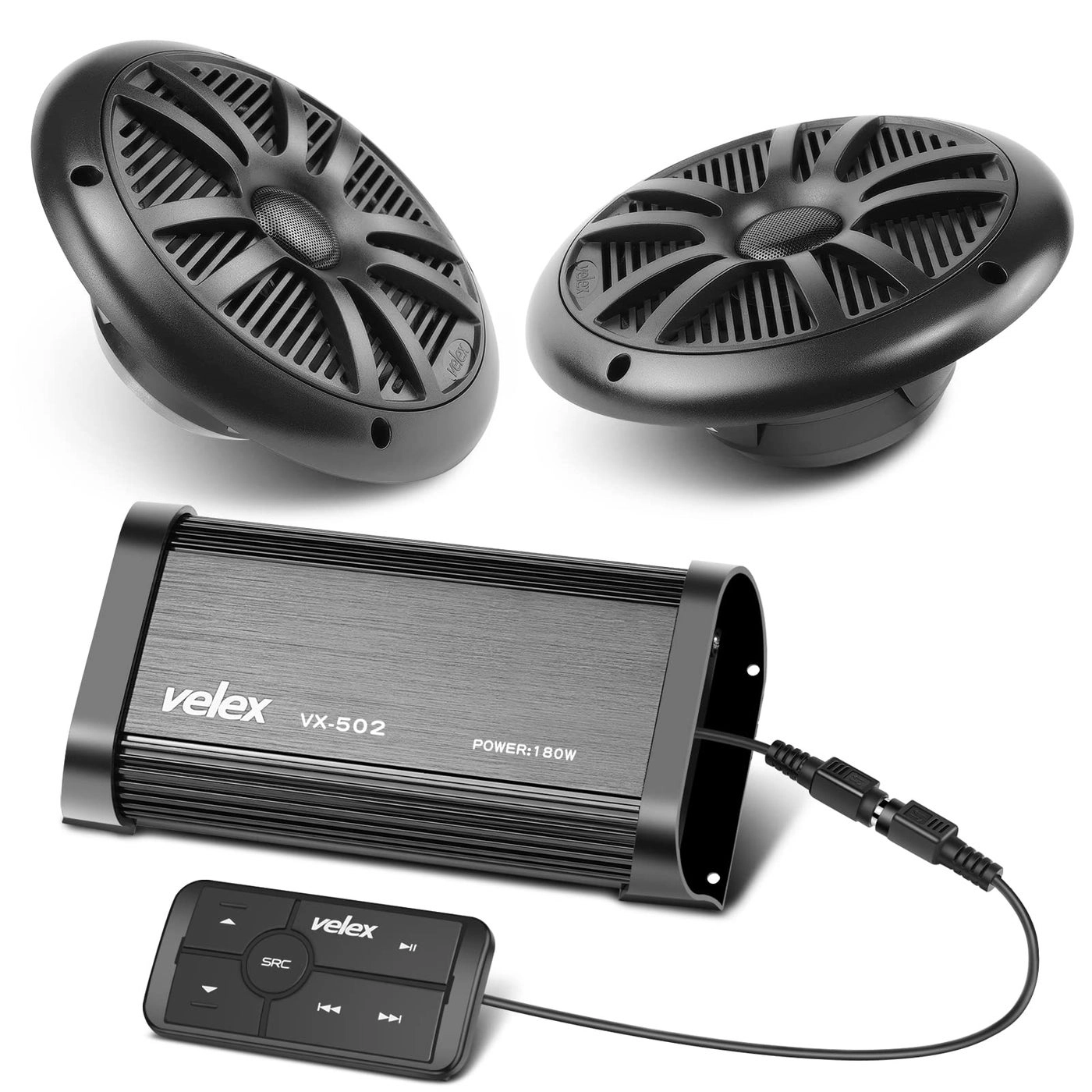 Marine Stereo - Bluetooth MP3 + Speaker - 2 x 6.5 Inch Black + Antenna