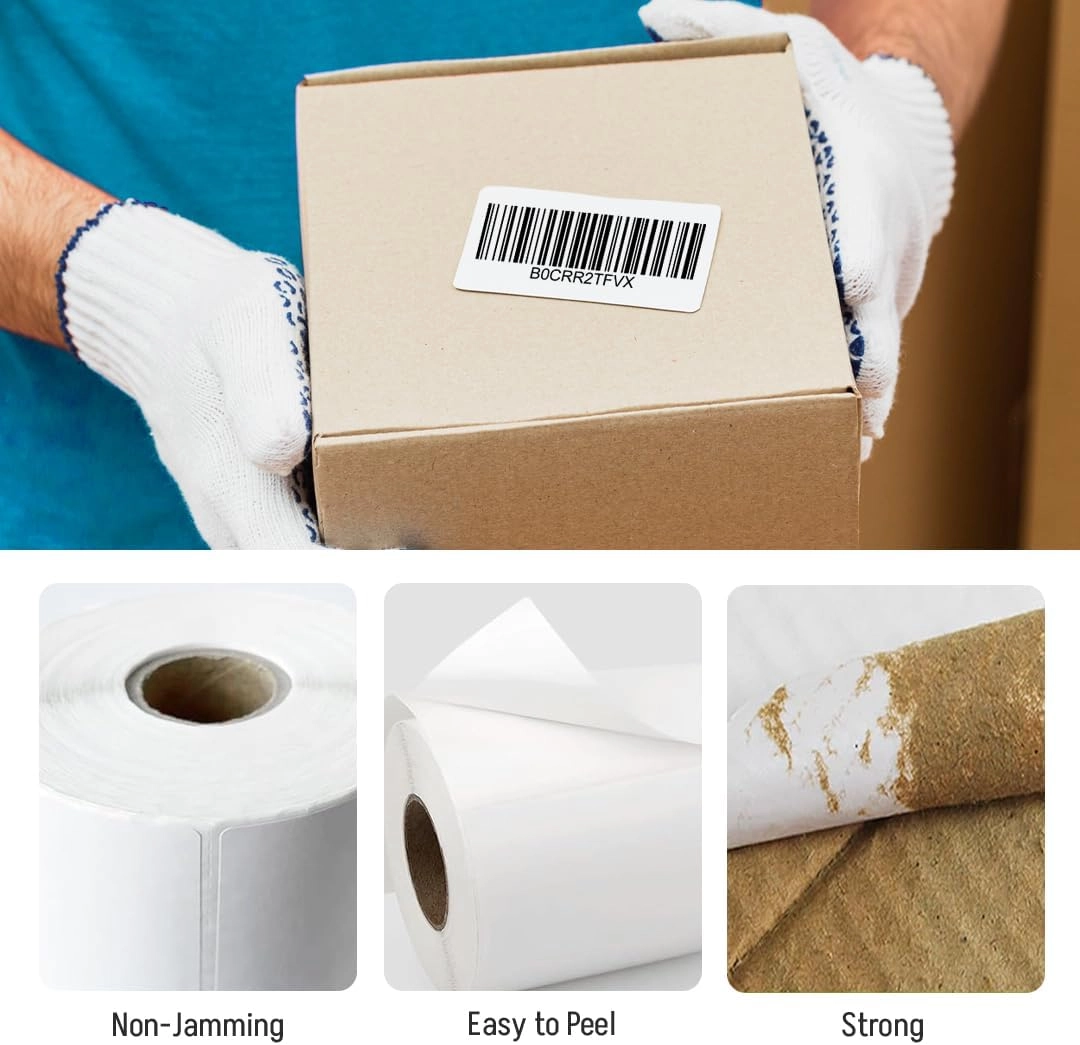 Barcode Label Stickers - 1000 Each 5cm x 3cm + Transfer Wax Ribbon