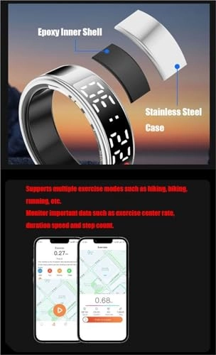 Smart Ring Health Tracker - LED Display IP68 Waterproof
